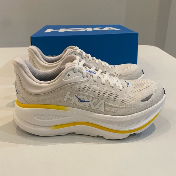 HOKA | Bondi 9 Shoes - White/Grout | The Sports Edit Hoka Women’s Bondi 9 Sneaker in White/Grout sz 8 New in Box